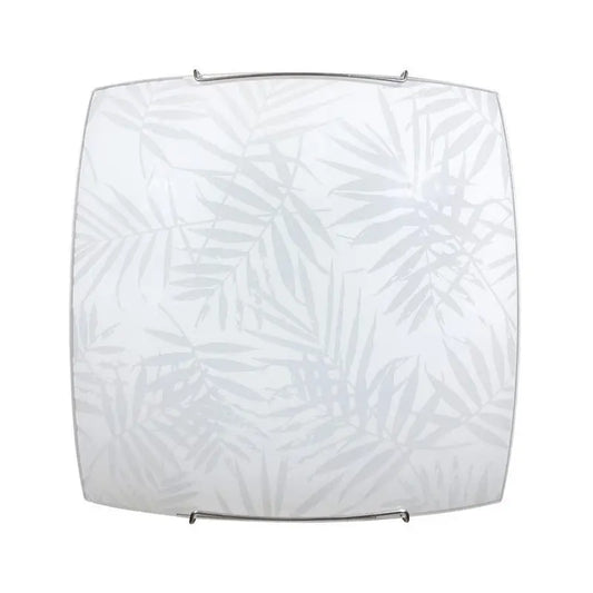 Vanessa plafoniera 2xE27 vetro bianco ganci cromo decorato foglie