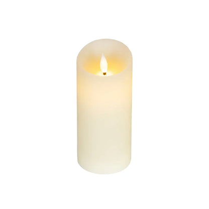 Candela in cera crema con LED Ø7,5 × H17 cm