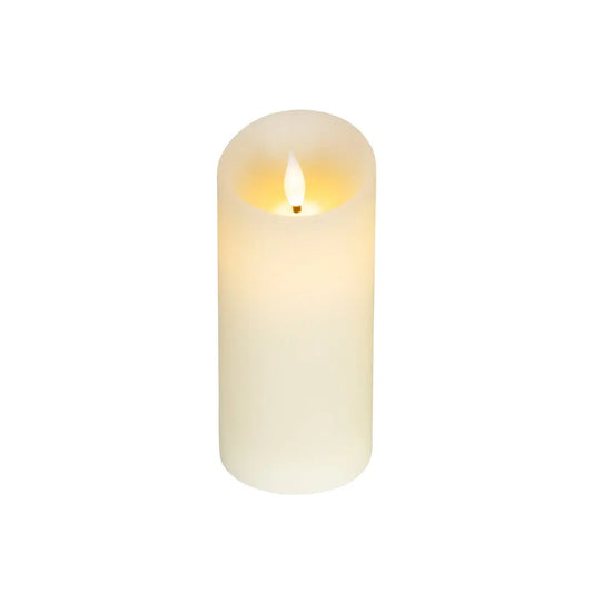 Candela in cera crema con LED Ø7,5 × H17 cm