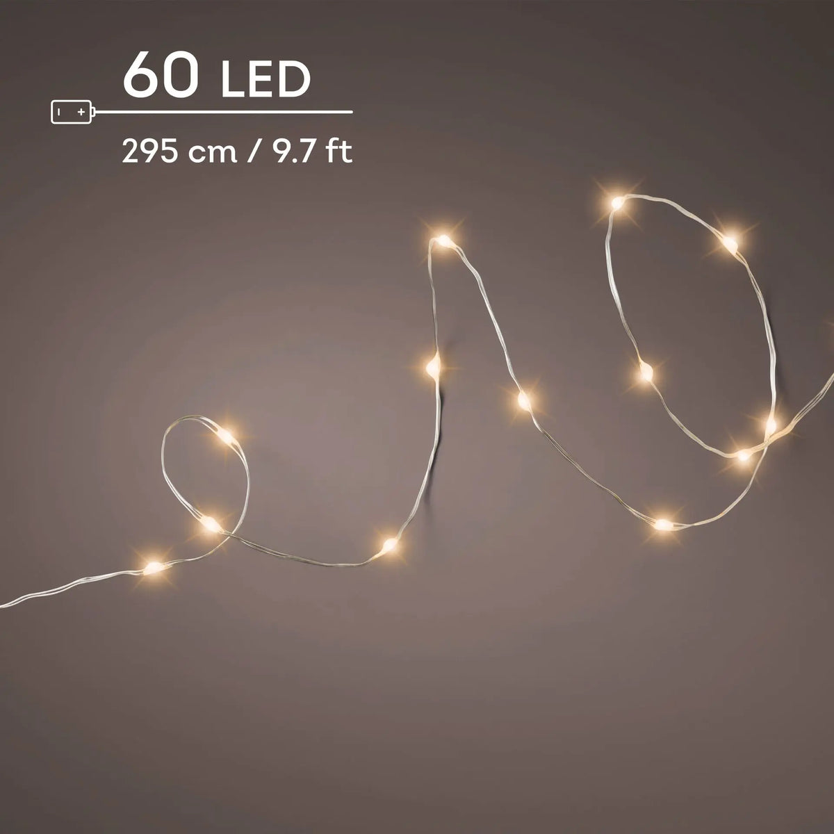 Catena micro LED filo argento luce bianco caldo classico 295 cm da interno