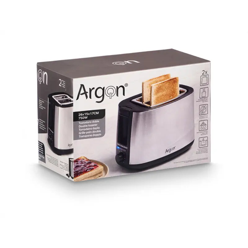 Grille-pain double en acier noir mat 750w