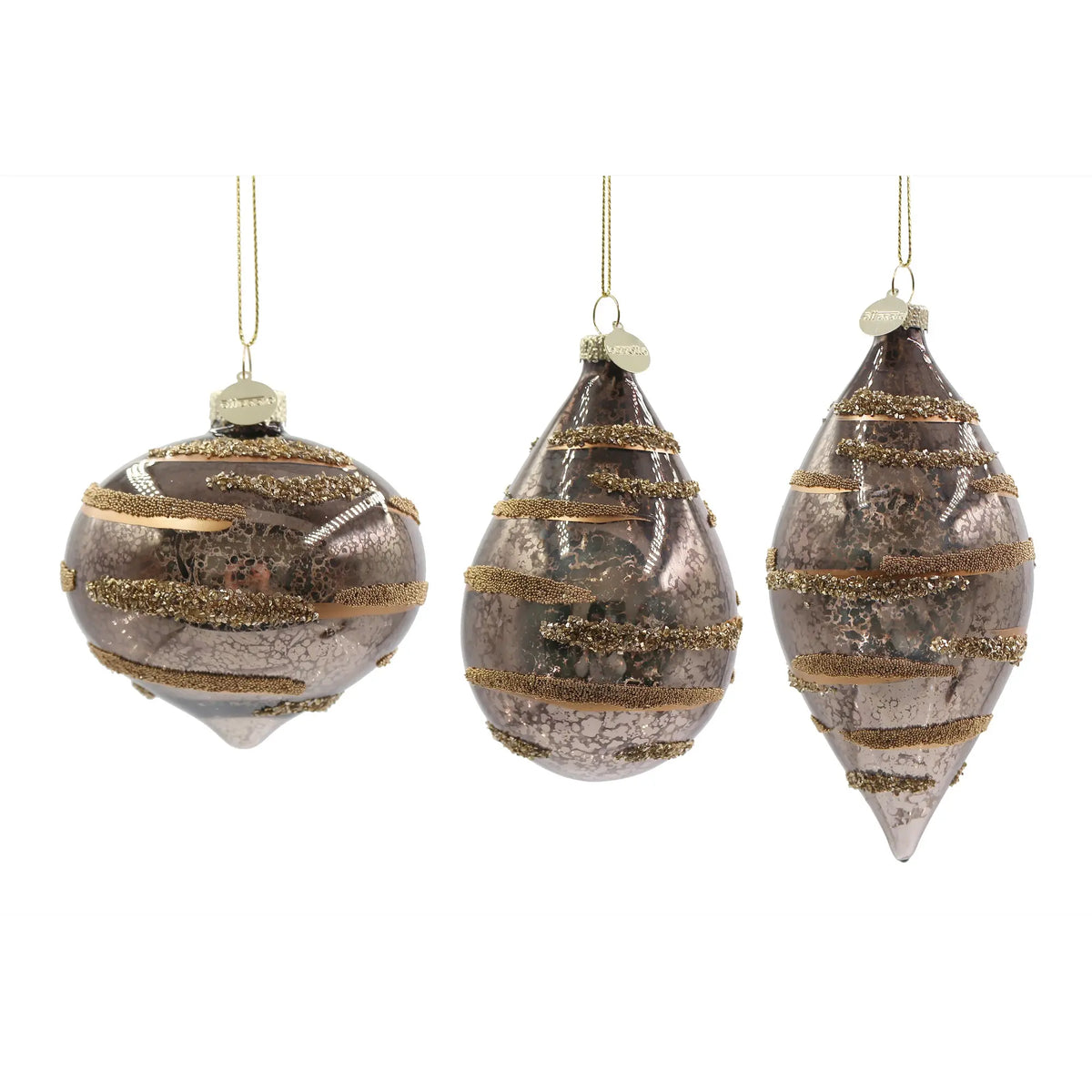 Pendaglio natalizio Streaks in vetro marrone assortito – 1 pezzo assortito