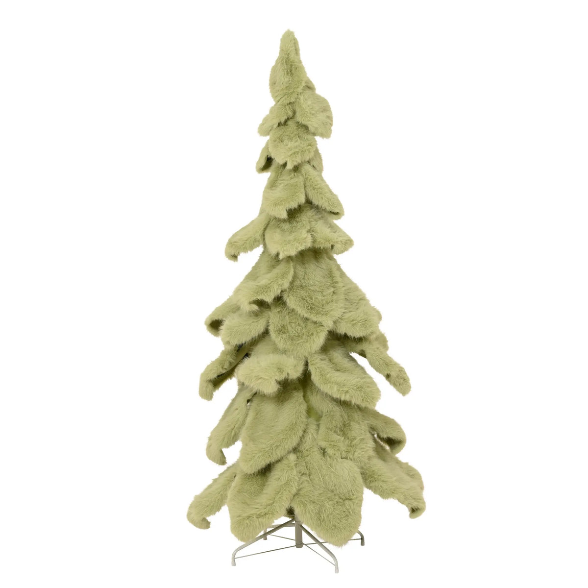 Albero di Natale decorativo in pelliccia sintetica verde Ø80 × H130 cm