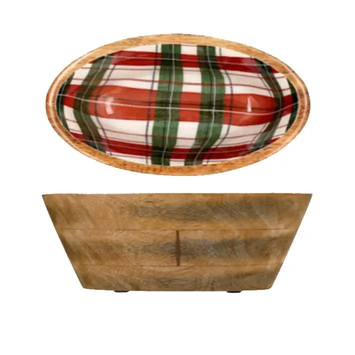 Centre de table ovale en bois à décor de Noël — 27 × 16 cm, 1 pièce assortie
