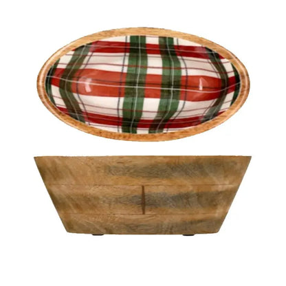 Centre de table ovale en bois à décor de Noël — 27 × 16 cm, 1 pièce assortie