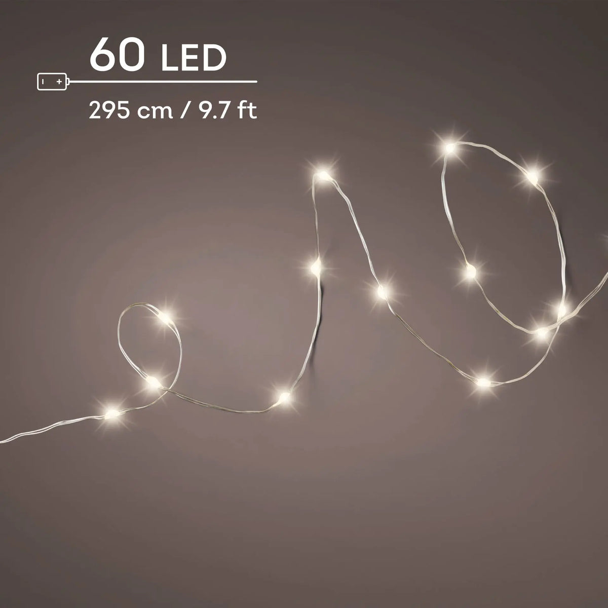 Catena micro LED filo argento luce bianco caldo 295 cm da interno