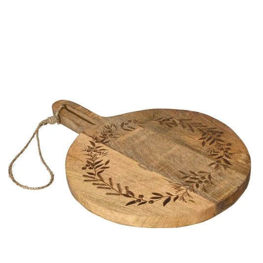 Tagliere in legno di mango con decorazioni natalizie Ø40 cm