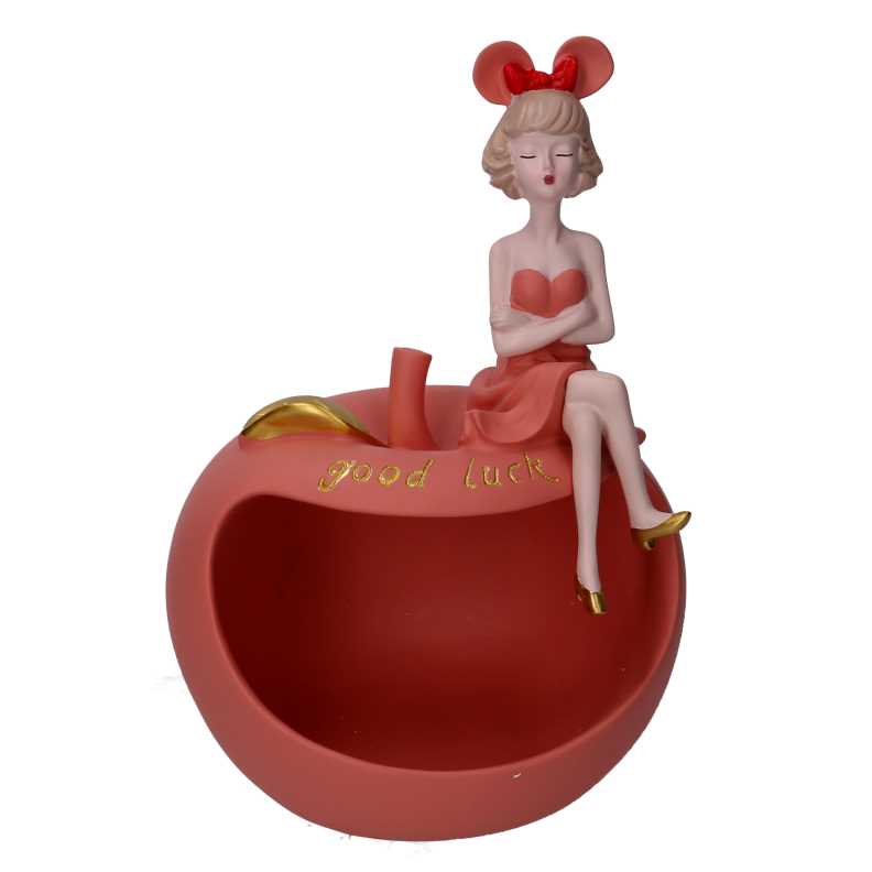 Donna resina svuotatasche rosa cm 21x16h30