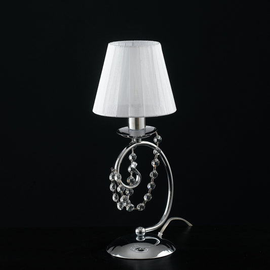 Lumetto in ferro  cromato 1 luce con paralume H.27 - Ø13