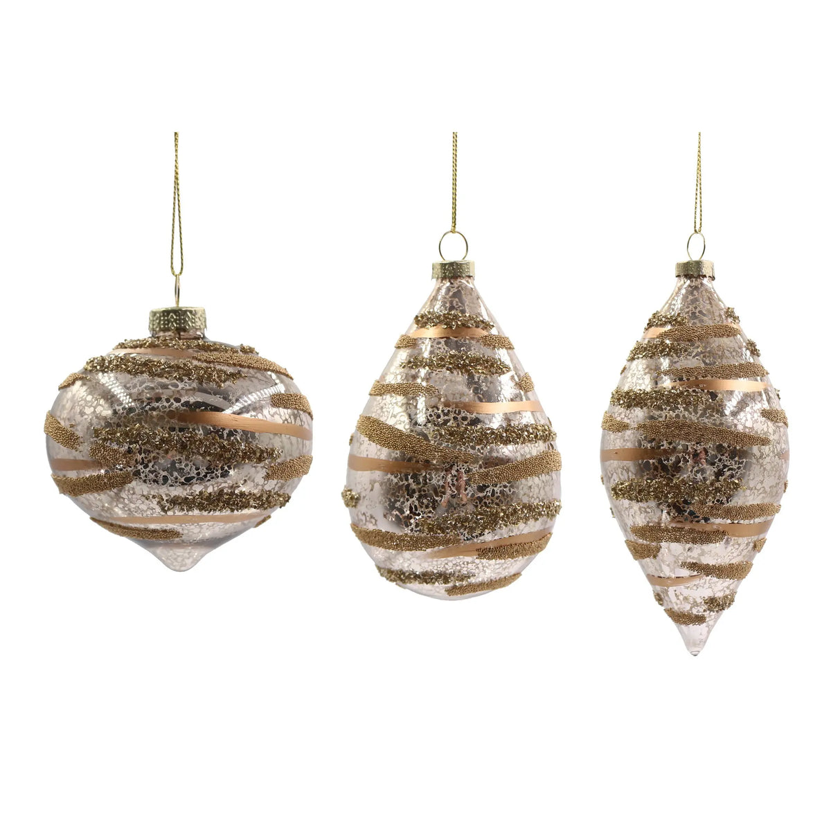 Pendaglio natalizio Streaks in vetro champagne assortito – 1 pezzo assortito