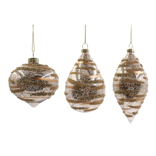 Pendaglio natalizio Streaks in vetro champagne assortito – 1 pezzo assortito