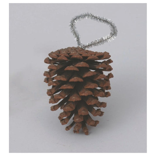 Pomme de pin décorative naturelle H10 cm avec crochet