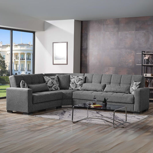 Divano angolare grigio 312x253x79 cm