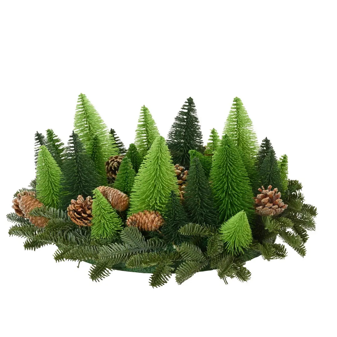 Ghirlanda natalizia con alberi verdi Ø60 × H20 cm