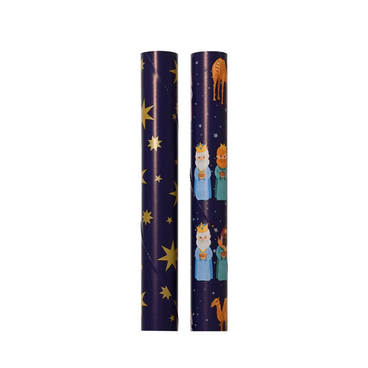 Rotolo carta regalo natalizia blu 100 × 300 cm – 1 pezzo assortito