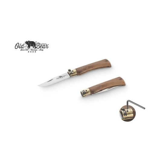 Couteau ours ancien, manche en noyer, lame inox, 17 cm, taille S