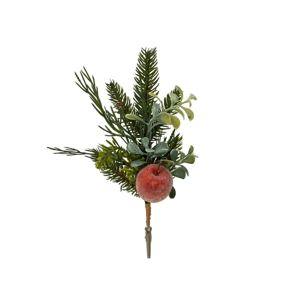 Rametto decorativo con clip e mela 7 × H21 cm
