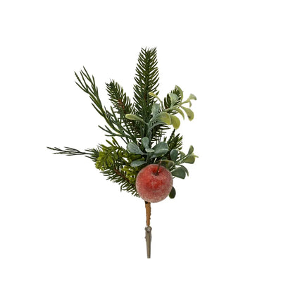 Rametto decorativo con clip e mela 7 × H21 cm