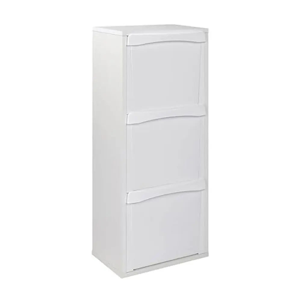 Armoire poubelle blanche à 3 compartiments 40x26x101h cm