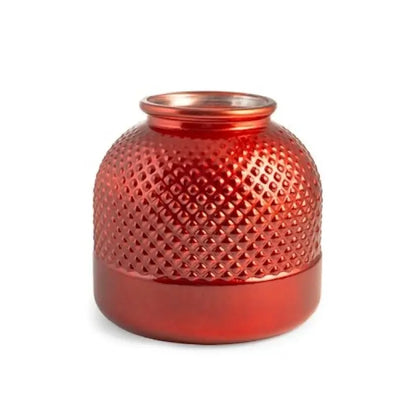 Vase RYC en verre recyclé à losanges, rouge métallisé, 24 cm