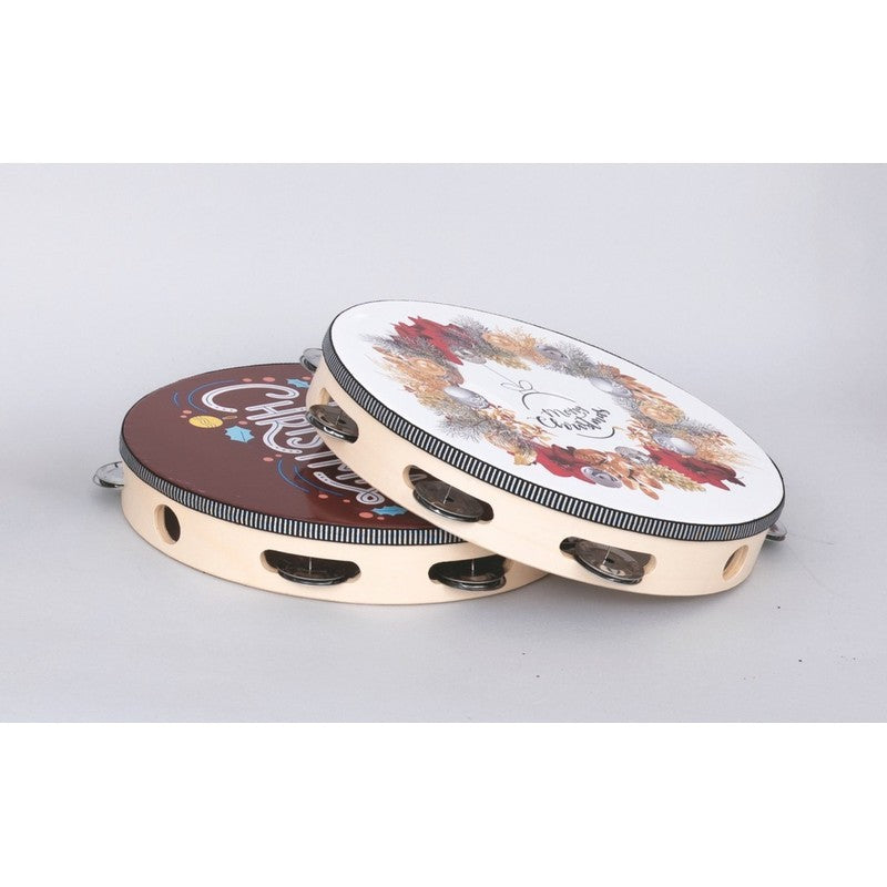 Tamburo natalizio in legno H15 cm bianco e rosso – 1 pezzo assortito