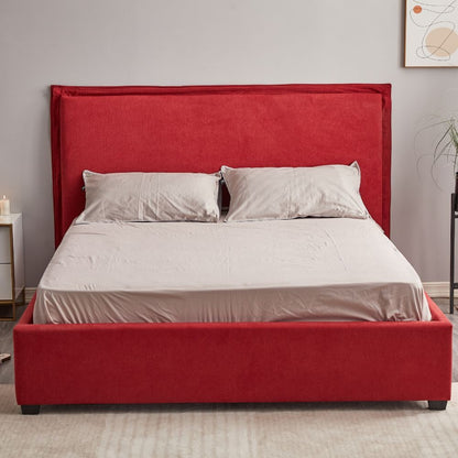 Lit double avec conteneur en tissu rouge 170x206x118 cm