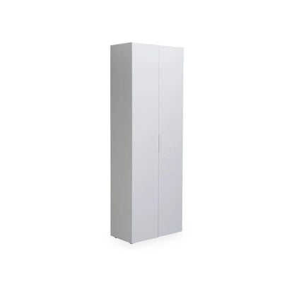 Armoire 2 portes avec 6 étagères blanc mat 69x37x198 cm h