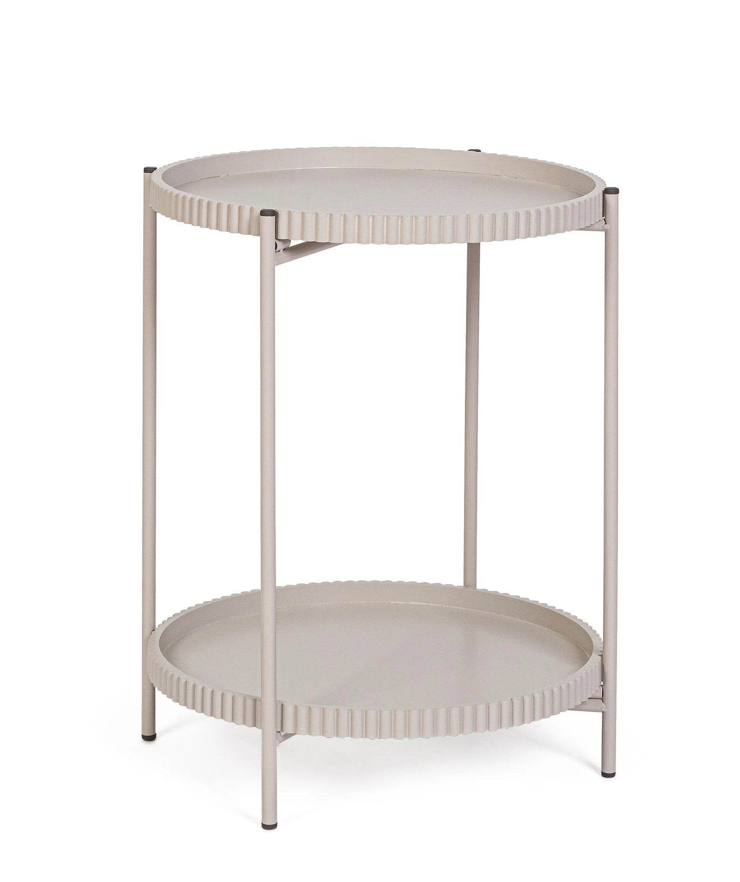 Tavolino 2 piani Herdys tortora beige ø42x52 cm