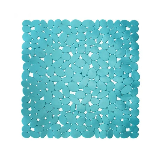 Tappeto doccia Sassolini azzurro antiscivolo con ventose 54 × 54 cm