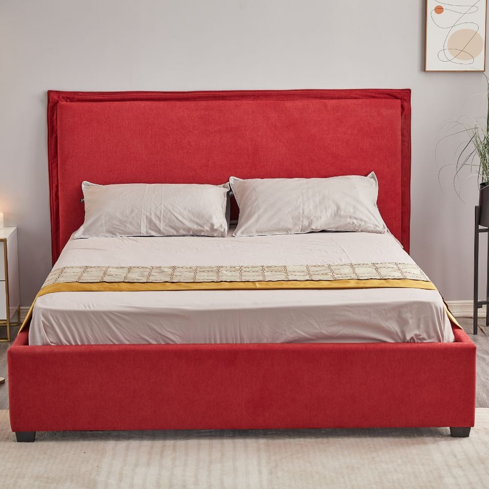 Lit double avec conteneur en tissu rouge 170x206x118 cm