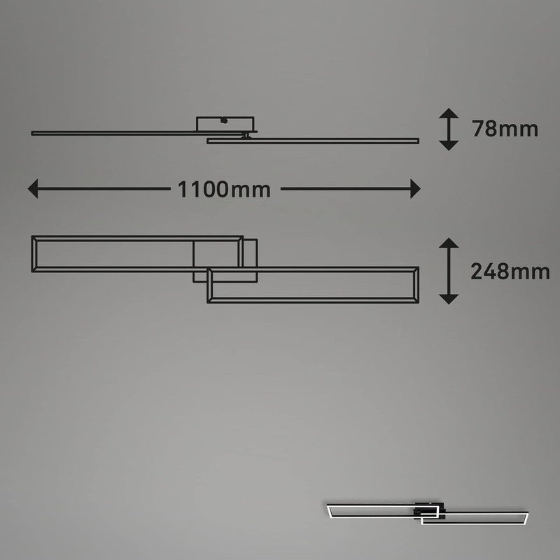 Plafonnier LED Briloner 110 cm 40w 4400lm noir