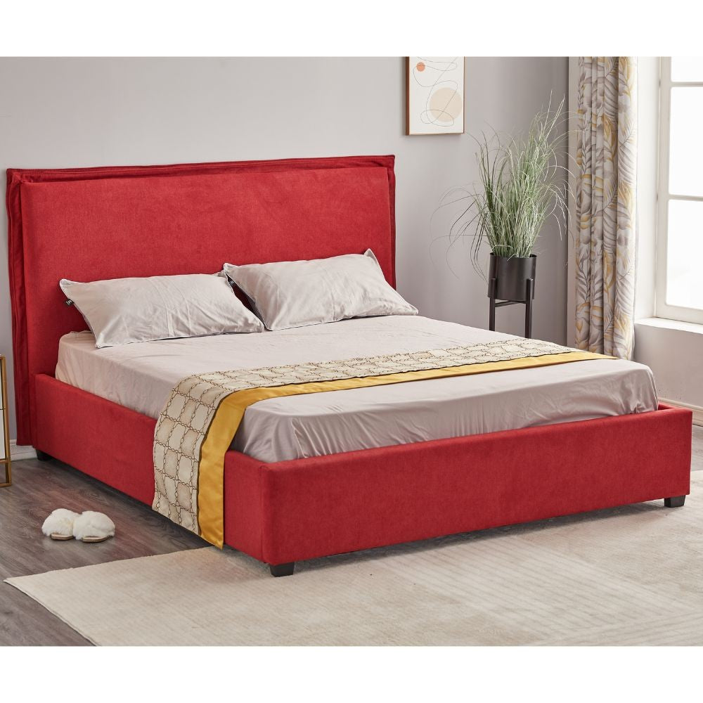 Lit double avec conteneur en tissu rouge 170x206x118 cm