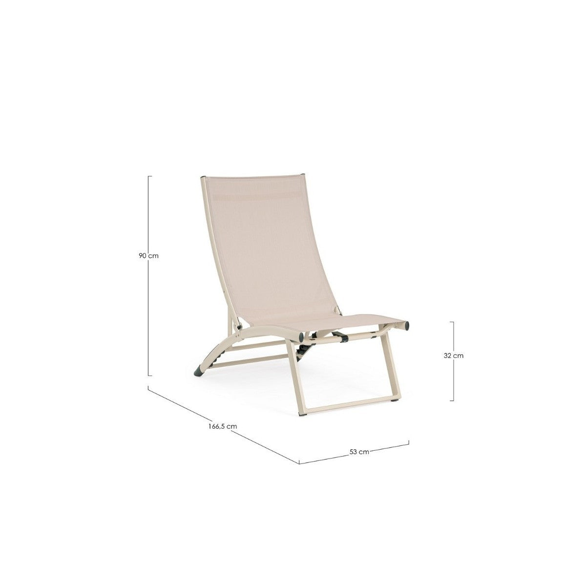 Chaise longue inclinable Bizzotto Taylor Whisper en aluminium et textilène 53 x 166,5 x 90 cm