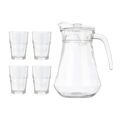 Coffret 5 pièces avec pichet de 1,3 L et 4 verres de 270 ml