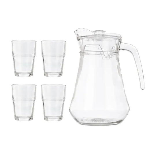 Coffret 5 pièces avec pichet de 1,3 L et 4 verres de 270 ml