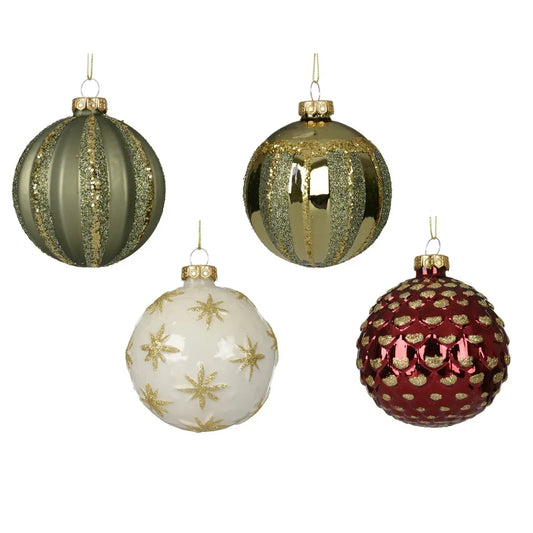 Sfera natalizia in vetro decorata multicolor Ø8 cm – 1 pezzo assortito