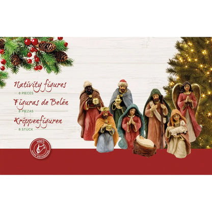 Set Natività in resina multicolor H9 cm – 8 pezzi