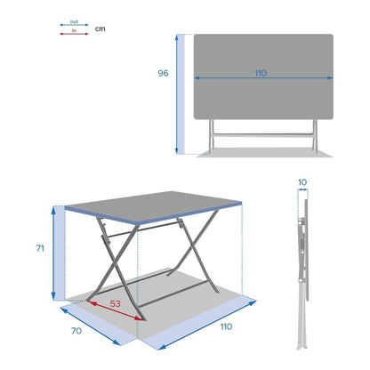 Table pliante rectangulaire Greensboro 4 places graphite 110x70x71 cm