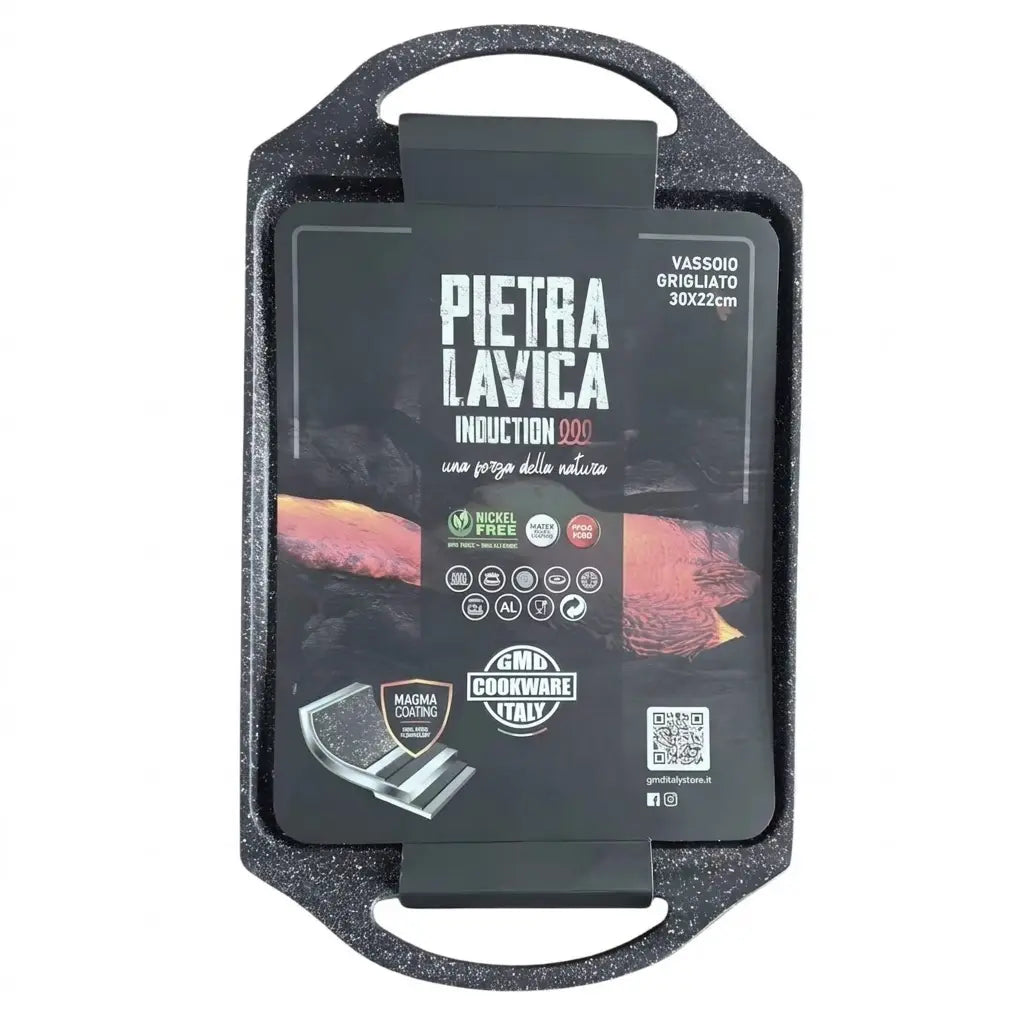 Vassoio grigliato GMD Cookware in pietra lavica 36 x 22 cm per induzione