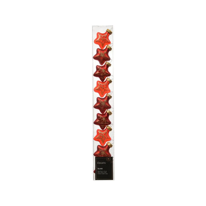 Box 9 stelle di Natale in vetro rosso lucide e opache H3 cm