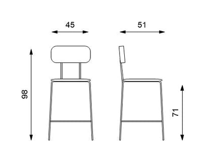 2x Sgabello in polipropilene con seduta in azzurro