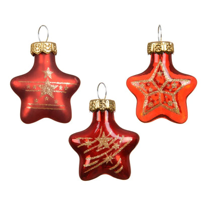 Box 9 stelle di Natale in vetro rosso lucide e opache H3 cm