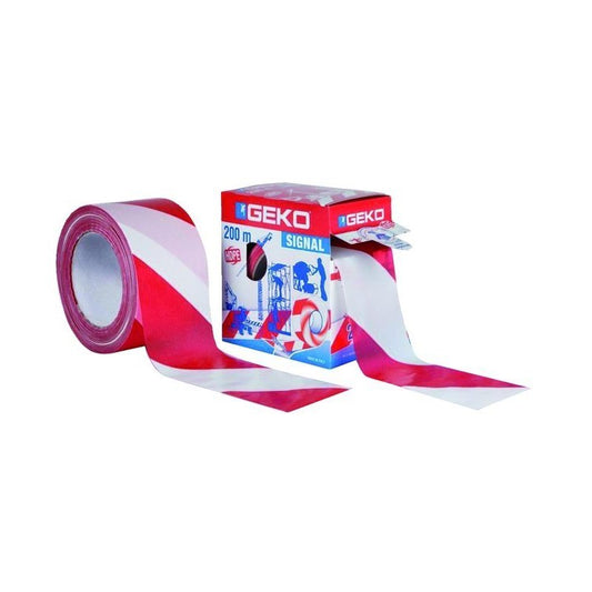 Ruban d'avertissement blanc/rouge 70 mm x 200 m