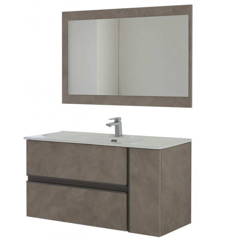 Composizione Bagno Beton Cenere 2 Cassetti 1 Anta 110x46x57 cm