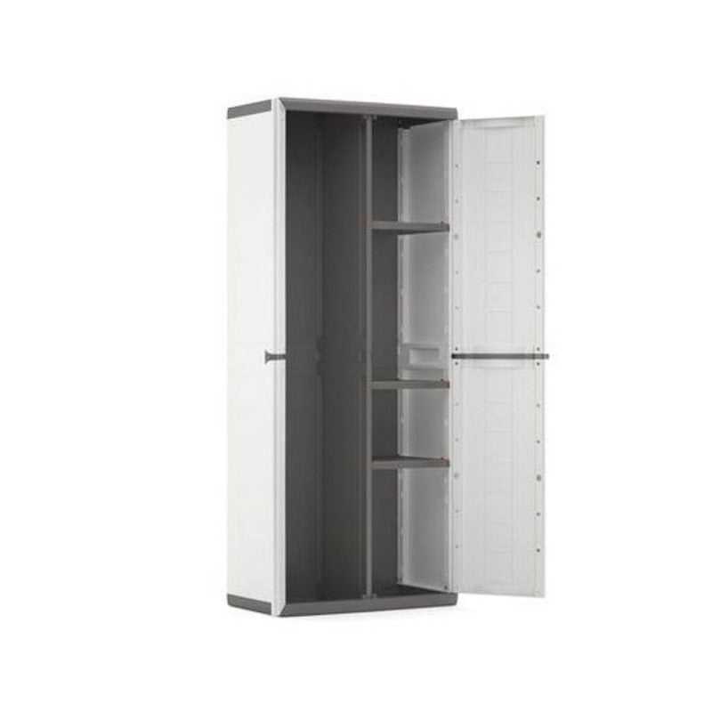 Armoire à Balais JOLLY Blanc/Gris 68 x 39 x H166 cm