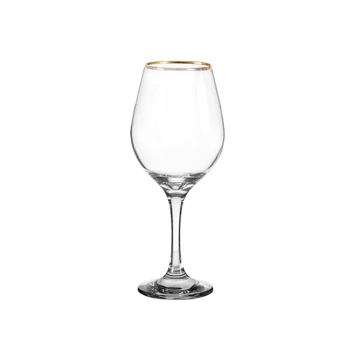 Lot de 6 verres à pied Amber à bord doré, 46 cl