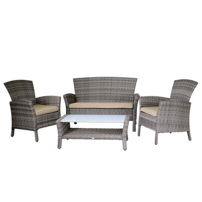 Salotto Amalia Polyrattan grigio con cuscini