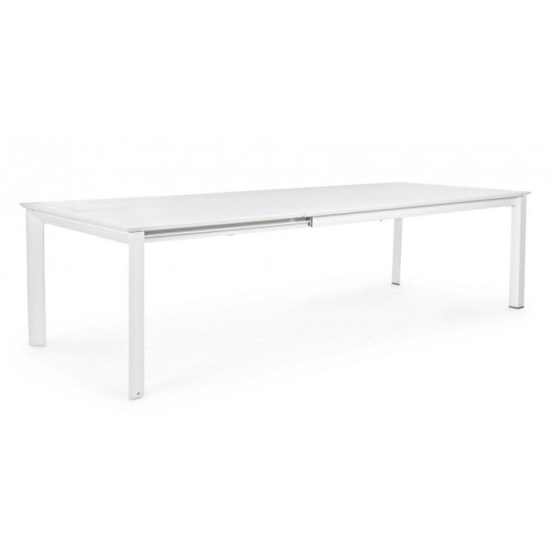 Table Konnor en aluminium blanc 200-300x110x76h cm