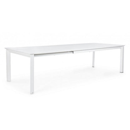Table Konnor en aluminium blanc 200-300x110x76h cm