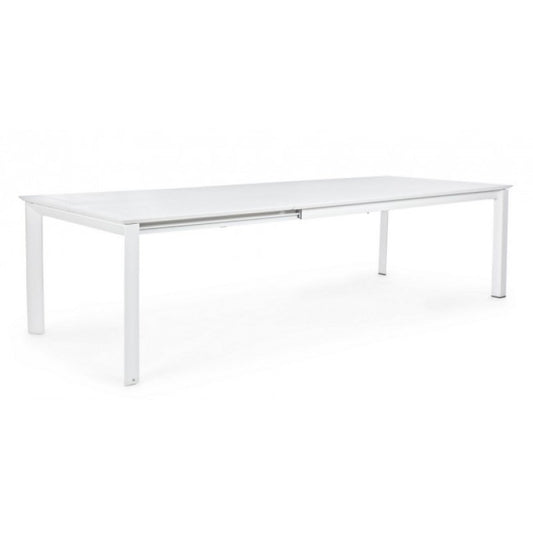 Table Konnor en aluminium blanc 200-300x110x76h cm
